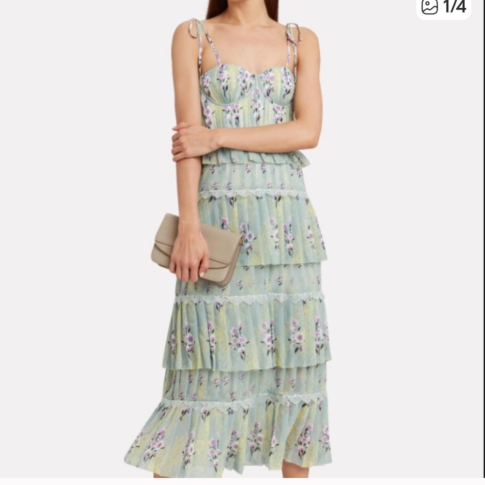 NWT SELF-PORTRAIT Floral Tiered Midi Dress